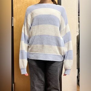 white & blue striped sweater